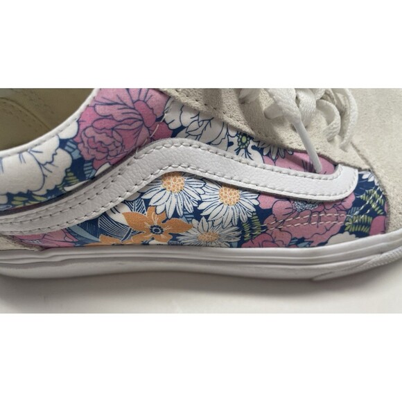 Vans Low Sneakers Tennis Shoes Retro Pink floral white suede top size 7 skater - Picture 11 of 12